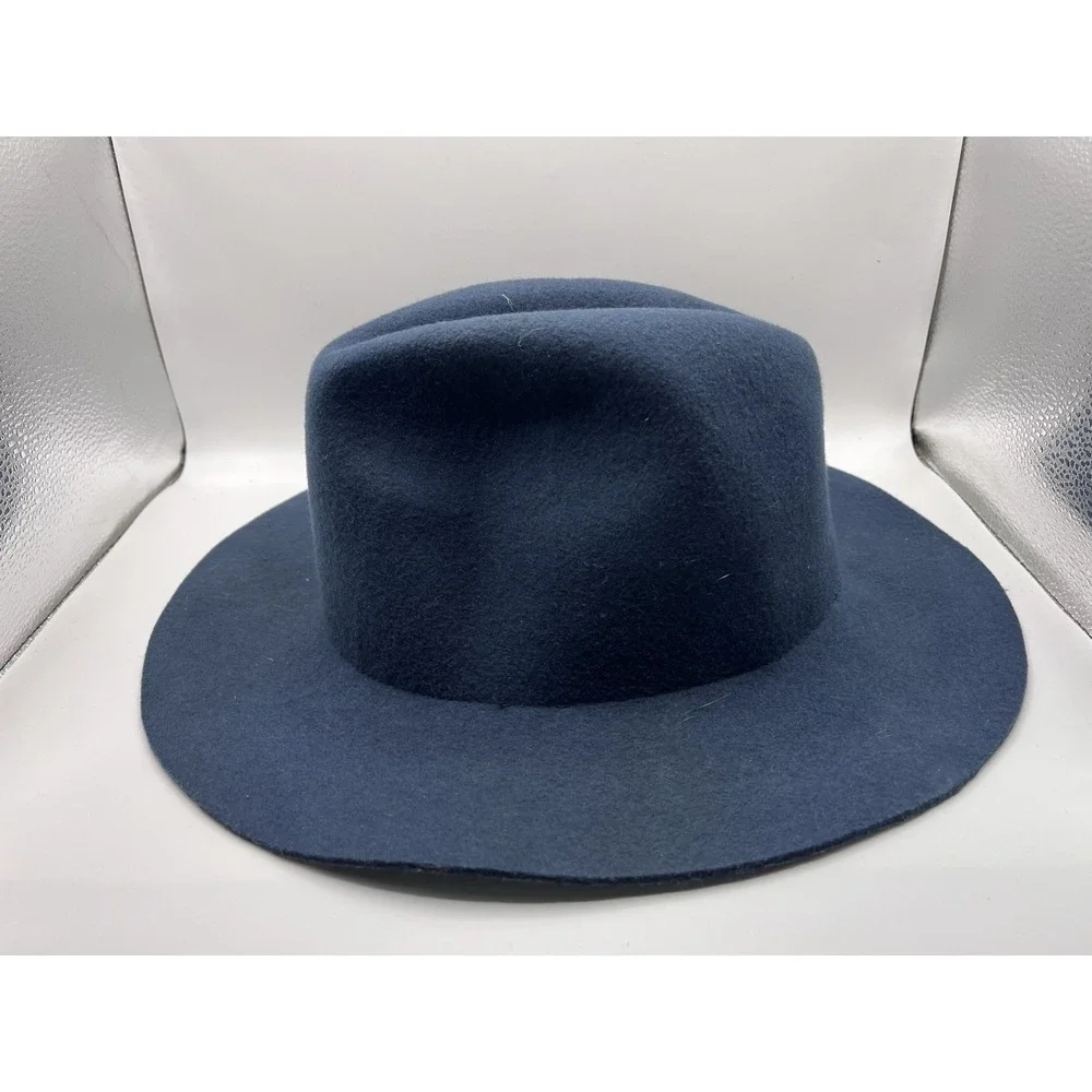 Rhythm‎ Navy Blue Wide Brim Fedora 100 Percent Wool Hat OSFA
